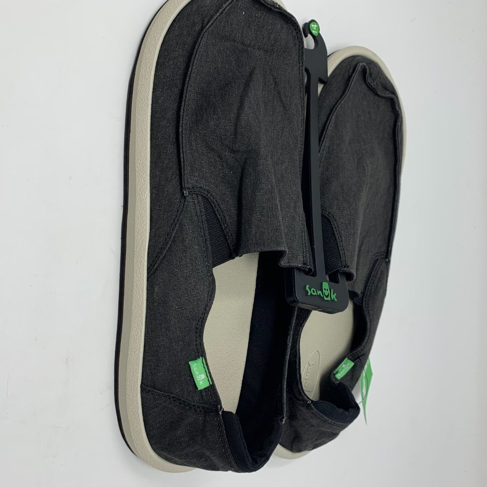 Sanuk Men's Pick Pocket Slip-on Hemp Shoes Black - Picture 4 of 6